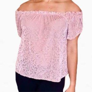 Hollister Pink Velvet Off the Shoulder Top size M